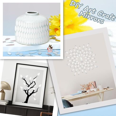 300Pcs Mini Leaf Shape Craft Mirrors Mosaic Tiles Self Adhesive in Kuwait