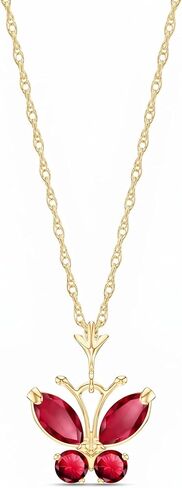 Galaxy Gold GG 14k قلادة الفراشة من الذهب الأصفر الصلب روبي الرائعة in Kuwait