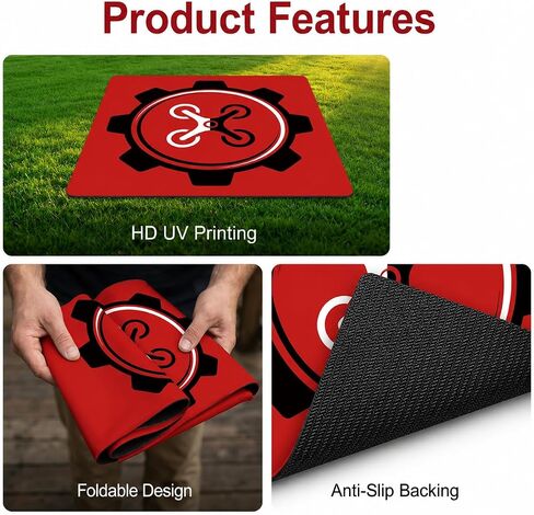 20 Inch Drone Landing Pad for Mini 5 Pro/4/3/2 Se/4k/Dji Neo/Flip, Red in Kuwait