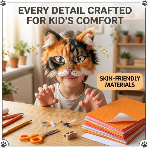 37 Pcs Therian Mask Kit White Cat Masks DIY to Paint Furry Animal Mask Therian Gear Therian Stuff for Halloween Masquerade Cosplay Party (C) in Kuwait