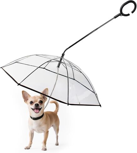 Clear Small Dog Umbrella, Adjustable Shaft Angle Doggy Rain Umbrella, Keeps Pet Dry for Rainy Walks/Potty Trips, 29" Width Self-Assembly Pet Umbrella for Small Breeds. in Saudi Arabia