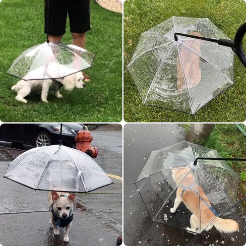 Clear Small Dog Umbrella, Adjustable Shaft Angle Doggy Rain Umbrella, Keeps Pet Dry for Rainy Walks/Potty Trips, 29" Width Self-Assembly Pet Umbrella for Small Breeds. in Saudi Arabia