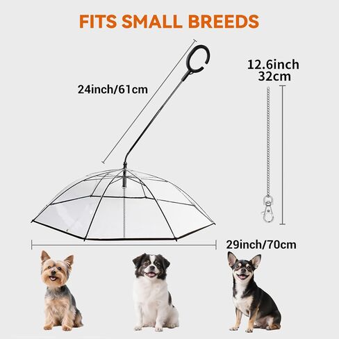 Clear Small Dog Umbrella, Adjustable Shaft Angle Doggy Rain Umbrella, Keeps Pet Dry for Rainy Walks/Potty Trips, 29" Width Self-Assembly Pet Umbrella for Small Breeds. in Saudi Arabia
