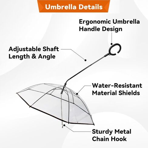 Clear Small Dog Umbrella, Adjustable Shaft Angle Doggy Rain Umbrella, Keeps Pet Dry for Rainy Walks/Potty Trips, 29" Width Self-Assembly Pet Umbrella for Small Breeds. in Saudi Arabia