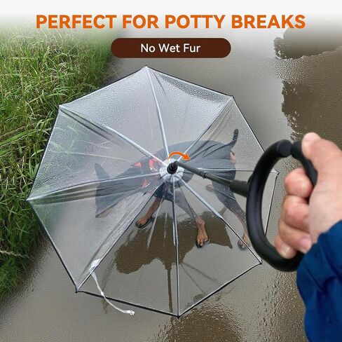 Clear Small Dog Umbrella, Adjustable Shaft Angle Doggy Rain Umbrella, Keeps Pet Dry for Rainy Walks/Potty Trips, 29" Width Self-Assembly Pet Umbrella for Small Breeds. in Saudi Arabia