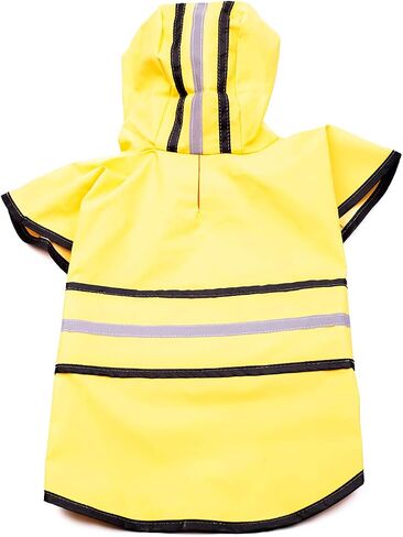 SPOT Rainy Days Slicker - Yellow Dog Rain Jacket With Hood, Reflective Strip for Safety, Leash Hole & Adjustable Velcro Belly Strap, 100% Polyester Water Resistant Pet Raincoat - Medium, 13in Long in Kuwait