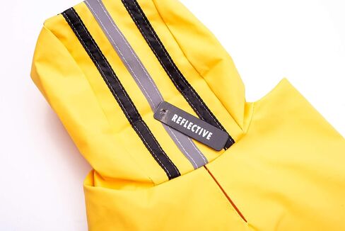 SPOT Rainy Days Slicker - Yellow Dog Rain Jacket With Hood, Reflective Strip for Safety, Leash Hole & Adjustable Velcro Belly Strap, 100% Polyester Water Resistant Pet Raincoat - Medium, 13in Long in Kuwait