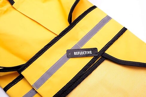SPOT Rainy Days Slicker - Yellow Dog Rain Jacket With Hood, Reflective Strip for Safety, Leash Hole & Adjustable Velcro Belly Strap, 100% Polyester Water Resistant Pet Raincoat - Medium, 13in Long in Kuwait