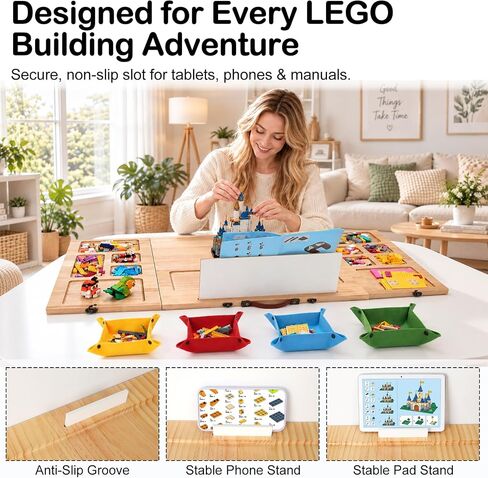 41-Inch Tri-Fold Building Tray for Lego with 4 Brick Sorting Trays in Kuwait