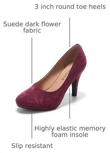 EBYNUE Women's Round Toe Platform High Pumps Sexy Suede Closed Heel Dress Office Wedding Shoes in Kuwait