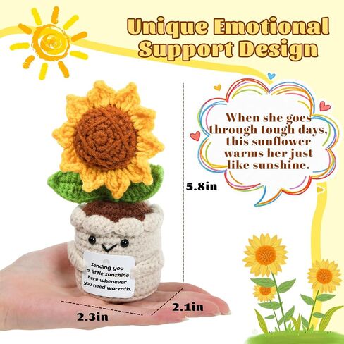 Get Well Gifts for Women, Handmade Sunflower Crochet Decor, Thinking of You Feel Better Gift, Surgery Recovery Breast Cancer Care Gifts for Women, Get Well Soon Present for Friends Colleagues in Kuwait