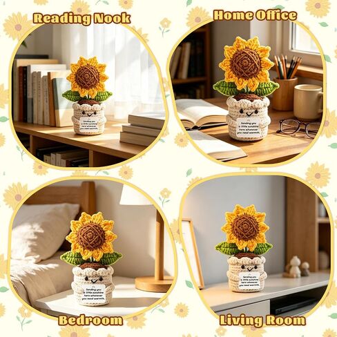 Get Well Gifts for Women, Handmade Sunflower Crochet Decor, Thinking of You Feel Better Gift, Surgery Recovery Breast Cancer Care Gifts for Women, Get Well Soon Present for Friends Colleagues in Kuwait