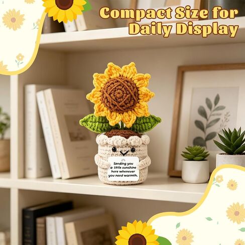 Get Well Gifts for Women, Handmade Sunflower Crochet Decor, Thinking of You Feel Better Gift, Surgery Recovery Breast Cancer Care Gifts for Women, Get Well Soon Present for Friends Colleagues in Kuwait