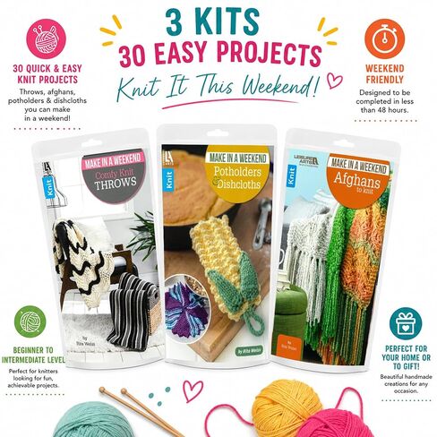 Leisure Arts Make in Weekend Knit Book Collection, 3pc in Kuwait