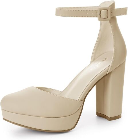 Ankis Black Platform Closed Toe Heels for Women, Womens Heels Closed Round Toe Chunky Block Pumps Shoes, 4 Inch in Kuwait