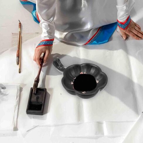 Ceramic Ink Plate Flower Shaped Calligraphy Dish for Studio Desk in Kuwait