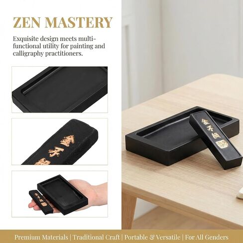 Retro Black Ink Stone Set for Calligraphy Brush Practice in Kuwait