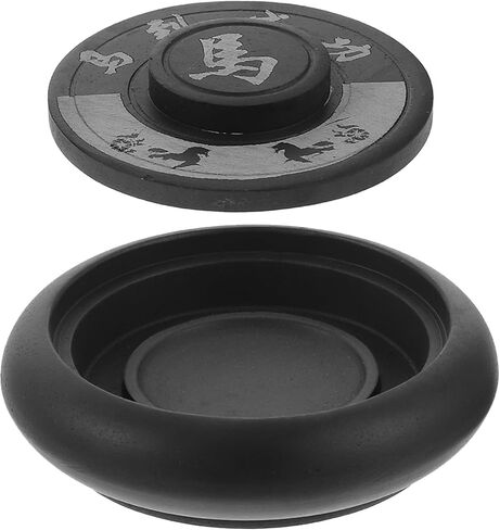 Natural Stone round Ink Grinding Plate with Lid for Calligraphy Practice in Kuwait