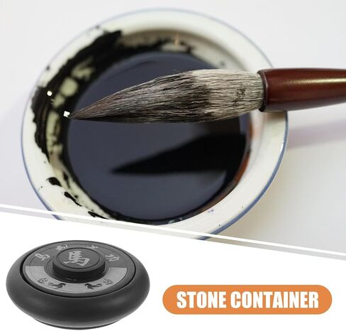 Natural Stone round Ink Grinding Plate with Lid for Calligraphy Practice in Kuwait
