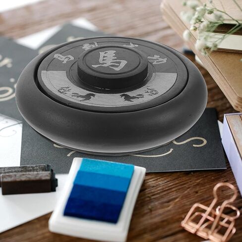 Natural Stone round Ink Grinding Plate with Lid for Calligraphy Practice in Kuwait
