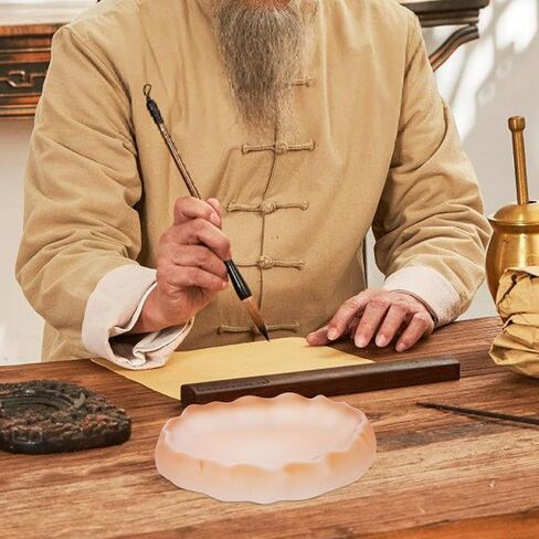 VOSAREA Glass Ink Plate for Calligraphy Brush Washing and Water Mixing in Kuwait