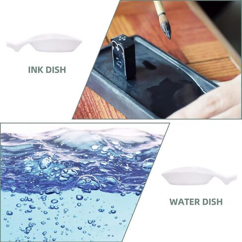 3pcs Plastic Chinese Ink Dish for Calligraphy Brushes, Black Plate in Kuwait