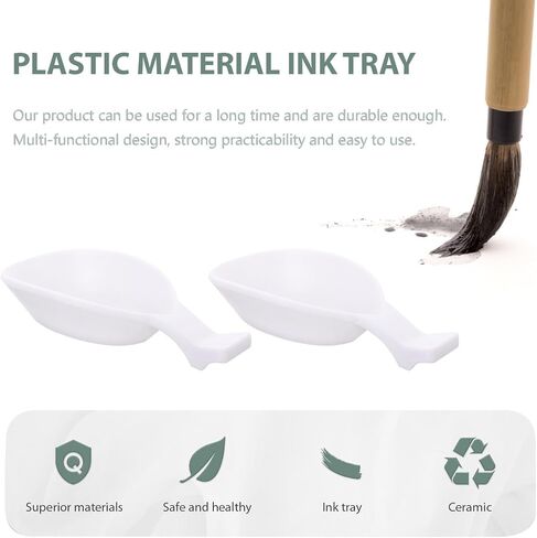 3pcs Plastic Chinese Ink Dish for Calligraphy Brushes, Black Plate in Kuwait