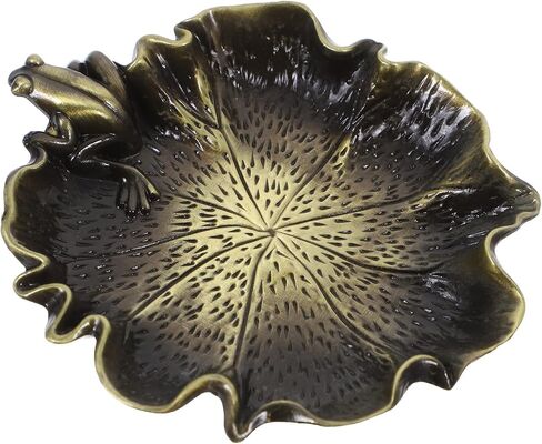 Copper Lotus Leaf Frog Ink Dish for Calligraphy Brush Rinsing in Kuwait
