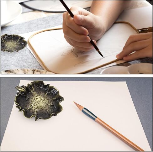 Copper Lotus Leaf Frog Ink Dish for Calligraphy Brush Rinsing in Kuwait