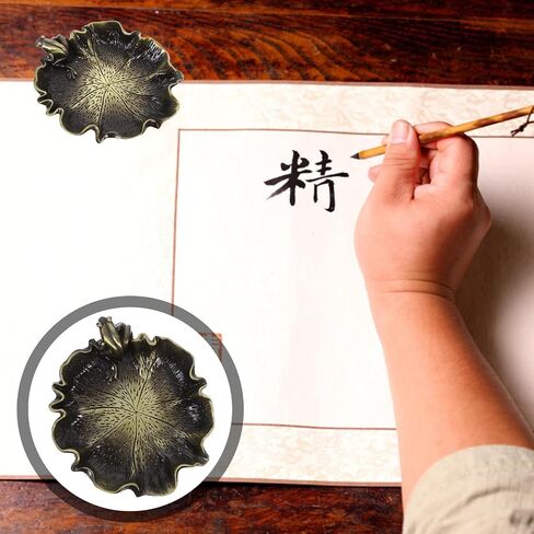 Copper Lotus Leaf Frog Ink Dish for Calligraphy Brush Rinsing in Kuwait