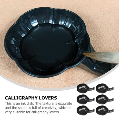 Blossom Ink Dish for Calligraphy Brushes, 12pcs Black Plastic in Kuwait