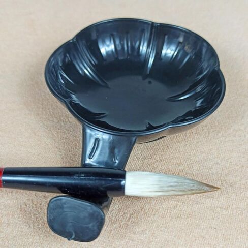Blossom Ink Dish for Calligraphy Brushes, 12pcs Black Plastic in Kuwait