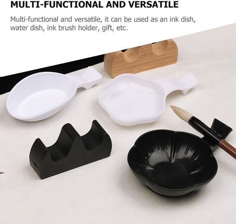 Blossom Ink Dish for Calligraphy Brushes, 12pcs Black Plastic in Kuwait