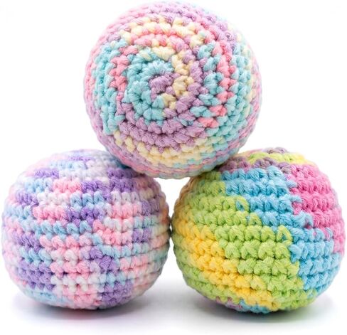 3PCS Handmade Crochet Footbag,Durable Knitted Sewn Juggling Balls in Kuwait