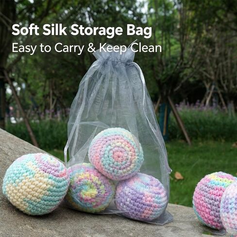3PCS Handmade Crochet Footbag,Durable Knitted Sewn Juggling Balls in Kuwait