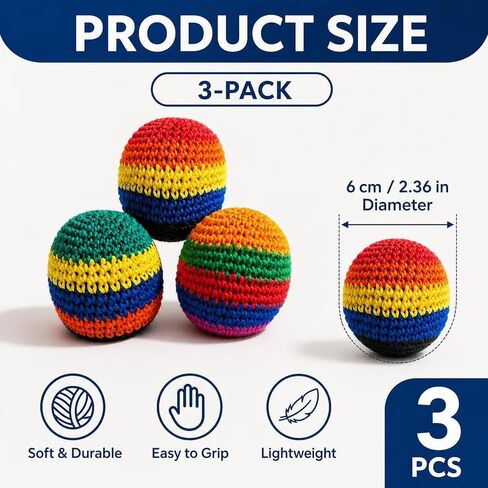 Mini Knitted Footbags, Knitted Sacks for Endless Outdoor Fun and Skill Challenges, Soft Footbag Juggling Balls for Outdoor Play in Kuwait
