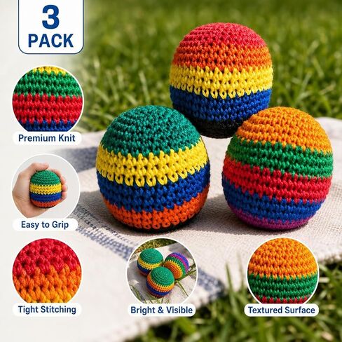 Mini Knitted Footbags, Knitted Sacks for Endless Outdoor Fun and Skill Challenges, Soft Footbag Juggling Balls for Outdoor Play in Kuwait