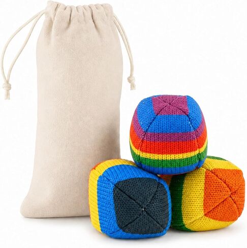 Crochet Footbag 3 Pack, Hand-Crocheted Cotton Yarn Kick Balls for Kids, Teens and Adults, Soft Juggling Balls for Outdoor Games, Coordination Practice and Party Favors in Kuwait