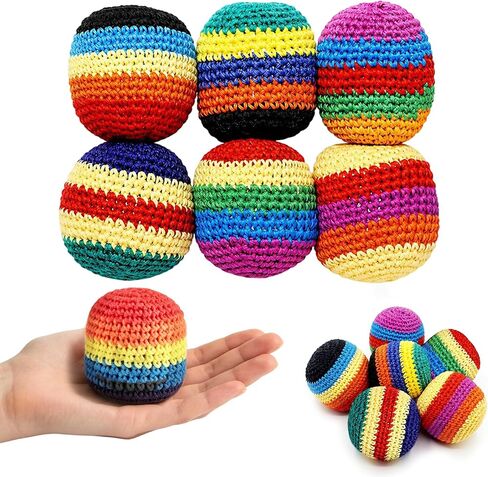 6 Pack Handmade Knitted Footbag Set,2026 Upgraded Colorful Crochet Kick Balls,Juggling Toss Bags, Handmade Footbags for Outdoor Play,Party Games & Coordination Training in Kuwait