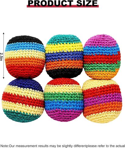 6 Pack Handmade Knitted Footbag Set,2026 Upgraded Colorful Crochet Kick Balls,Juggling Toss Bags, Handmade Footbags for Outdoor Play,Party Games & Coordination Training in Kuwait