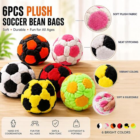 CZFDHP Footbag, 6 Pack Soccer for Adults, Durable Fleece Juggling Balls, Coordination Training for Indoor and Outdoor Play, Party Entertainment, Sports Enthusiasts in Saudi Arabia