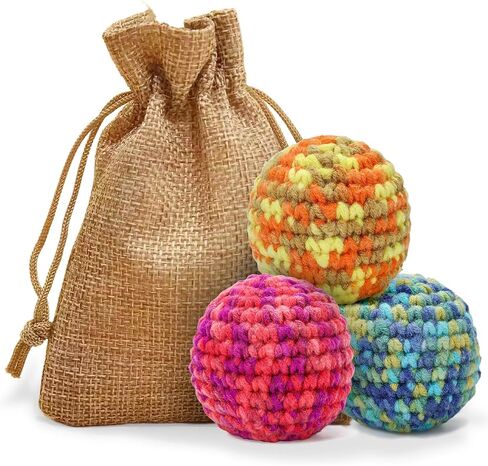 3 Pack Handmade Crochet Hacky Footbag, Colorful Woven Kick Sack Balls for Adults, Beginner Juggling Balls, Outdoor Party Game Beach Toys in Kuwait