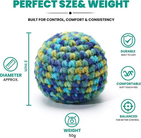 3 Pack Handmade Crochet Hacky Footbag, Colorful Woven Kick Sack Balls for Adults, Beginner Juggling Balls, Outdoor Party Game Beach Toys in Kuwait