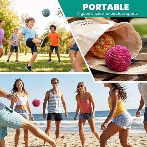 3 Pack Handmade Crochet Hacky Footbag, Colorful Woven Kick Sack Balls for Adults, Beginner Juggling Balls, Outdoor Party Game Beach Toys in Kuwait