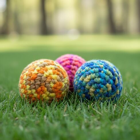 3 Pack Handmade Crochet Hacky Footbag, Colorful Woven Kick Sack Balls for Adults, Beginner Juggling Balls, Outdoor Party Game Beach Toys in Kuwait
