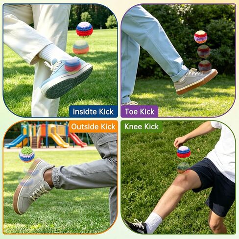 3 Pack Handmade Crochet Hacky Foot Bags, Portable Juggling Balls for Beginners Adults, Handcrafted Footbag Sacks for Coordination Skill Building, Outdoor Backyard Play & Party Game Toys in Kuwait