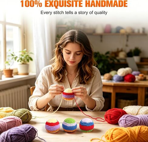 3 Pack Handmade Crochet Hacky Foot Bags, Portable Juggling Balls for Beginners Adults, Handcrafted Footbag Sacks for Coordination Skill Building, Outdoor Backyard Play & Party Game Toys in Kuwait