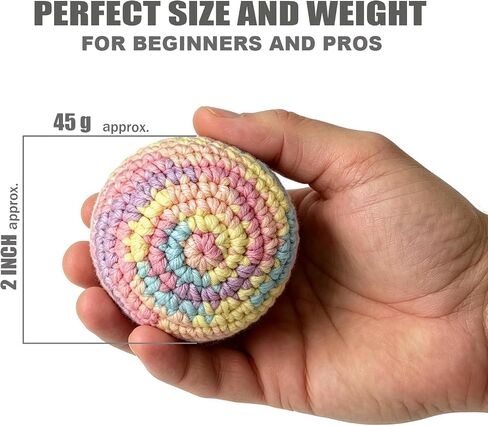 Flzoaveus Handmade Crocheted Footbags (2 Pack) - Durable Cotton Knit Kick Sack Juggling Balls for Outdoor Play, Party Games & Coordination Training, Macaron Pastel Colors in Kuwait