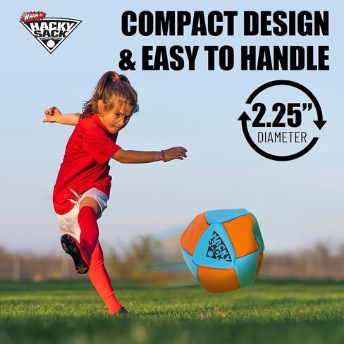 Wham-O Striker Hacky Sack 2.25" Footbag and Impact Hacky Sack 1.9" Foot Bag, for Beginners, Portable Lightweight (Orange) in Kuwait