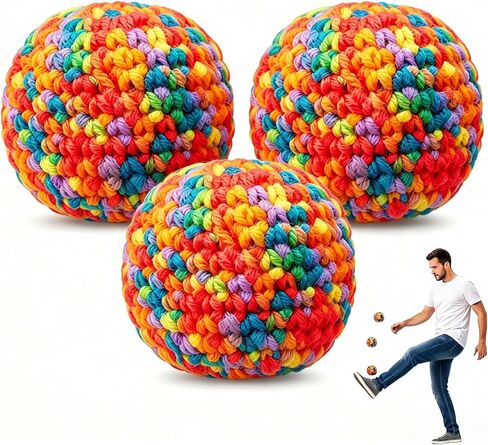 3-Pack Hacky Crochet Footbags Sack, Knitted Kick Sack Balls in Kuwait